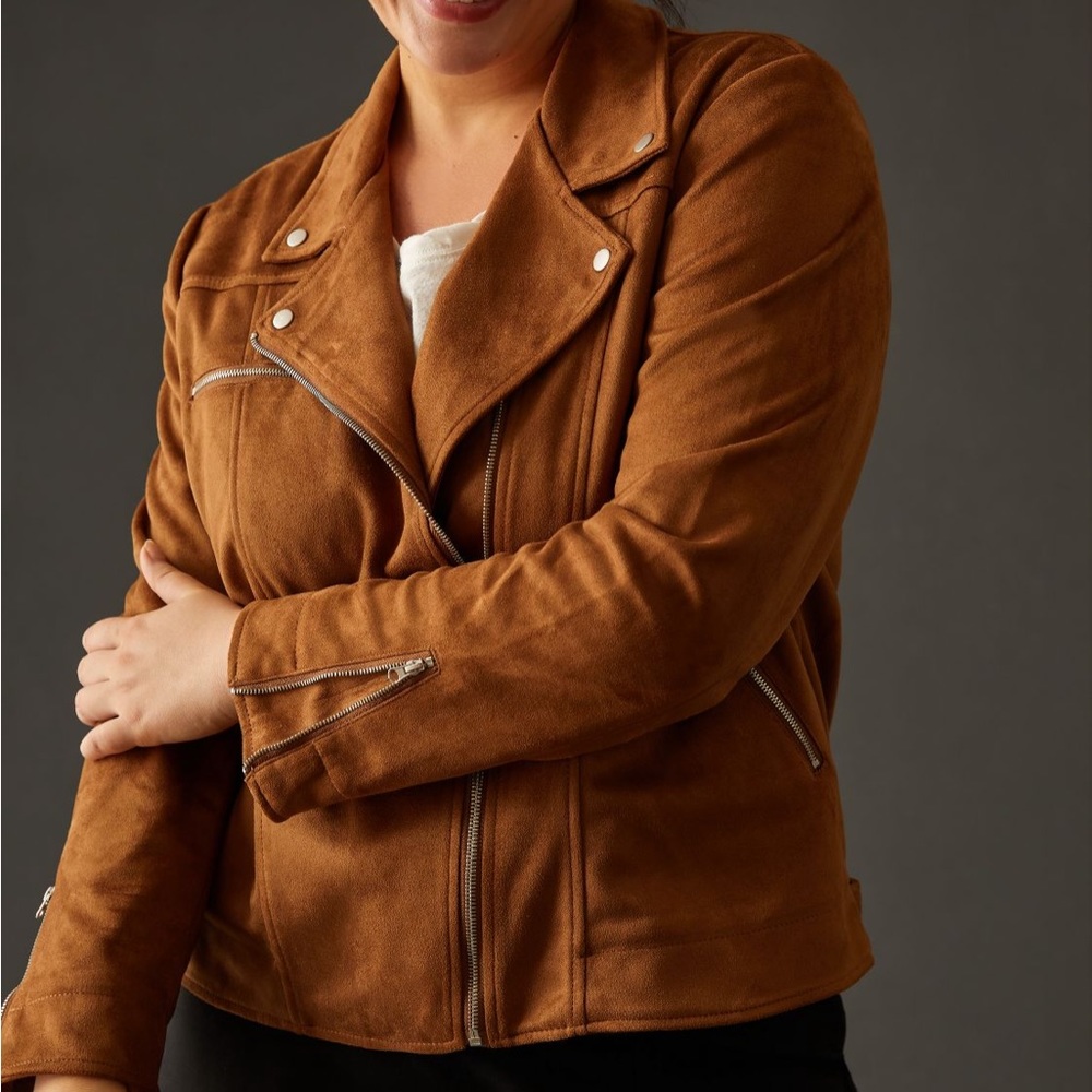{Anthropologie} Faux Suede Moto Jacket Size M NWT